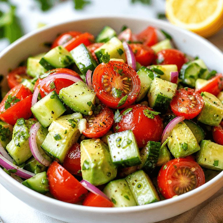 Cucumber Tomato Avocado Salad with Lemon Vinaigrette