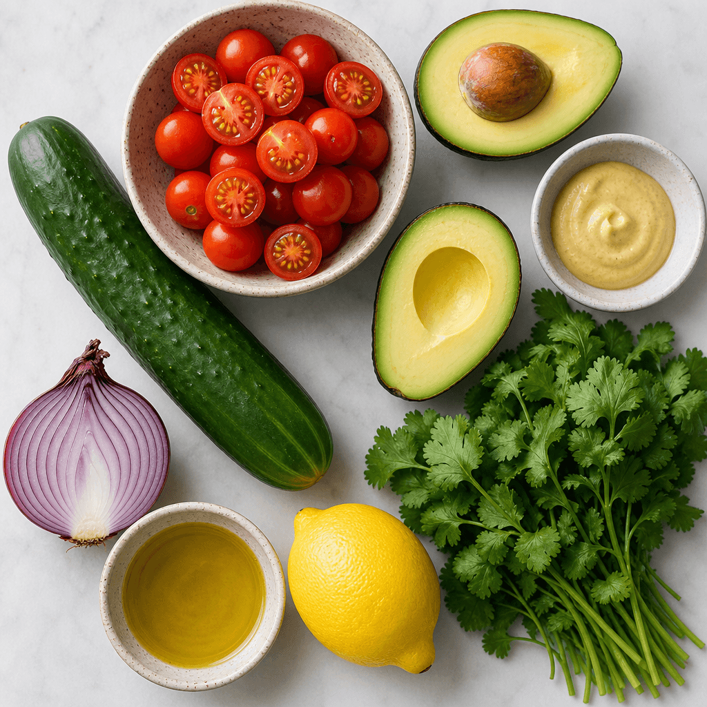 Cucumber, Tomato & Avocado Salad with Lemon Vinaigrette ingredients
