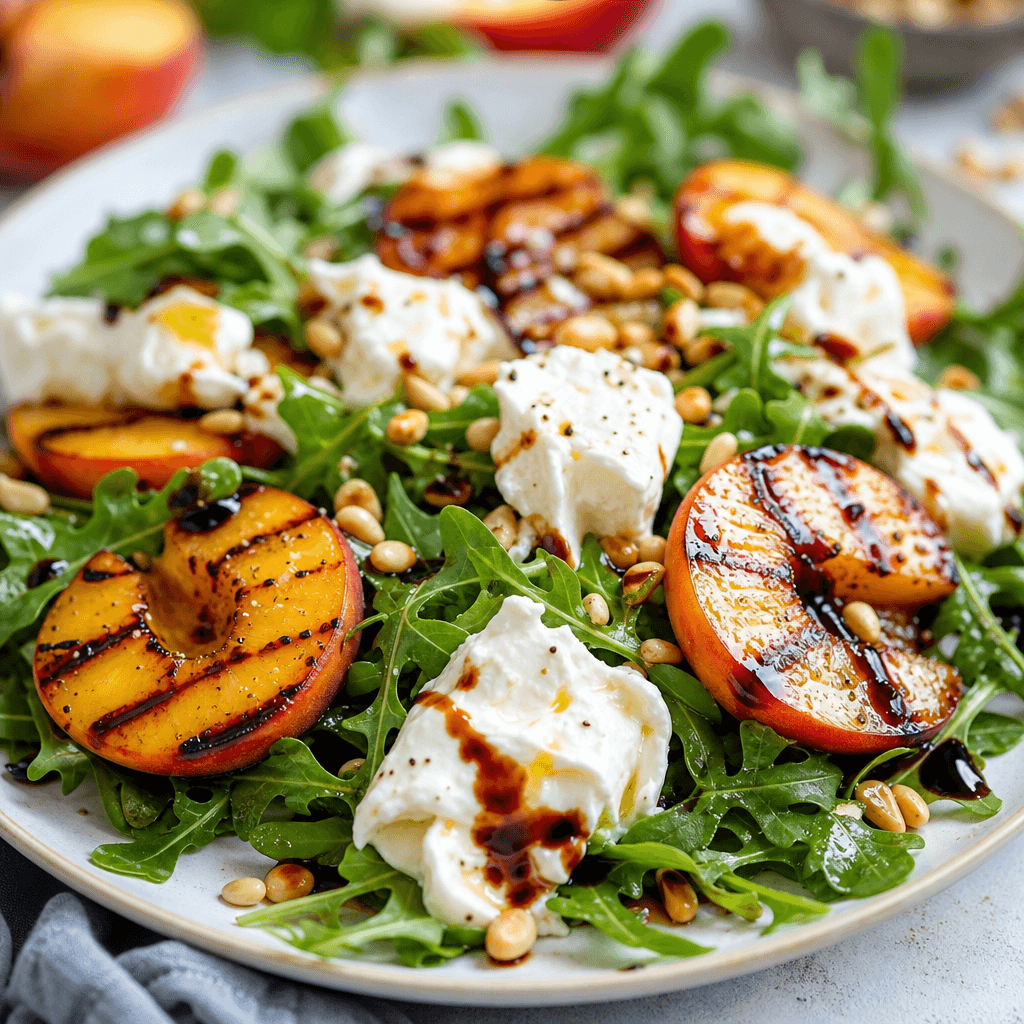 Grilled Peach Salad with Burrata and Balsamic