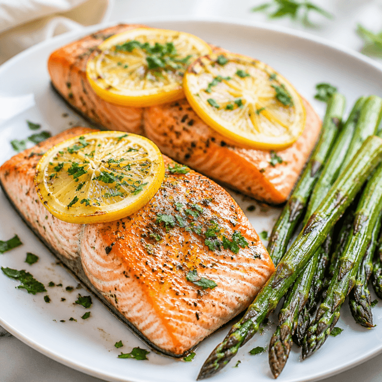 Baked Salmon with Asparagus and Lemon Butter