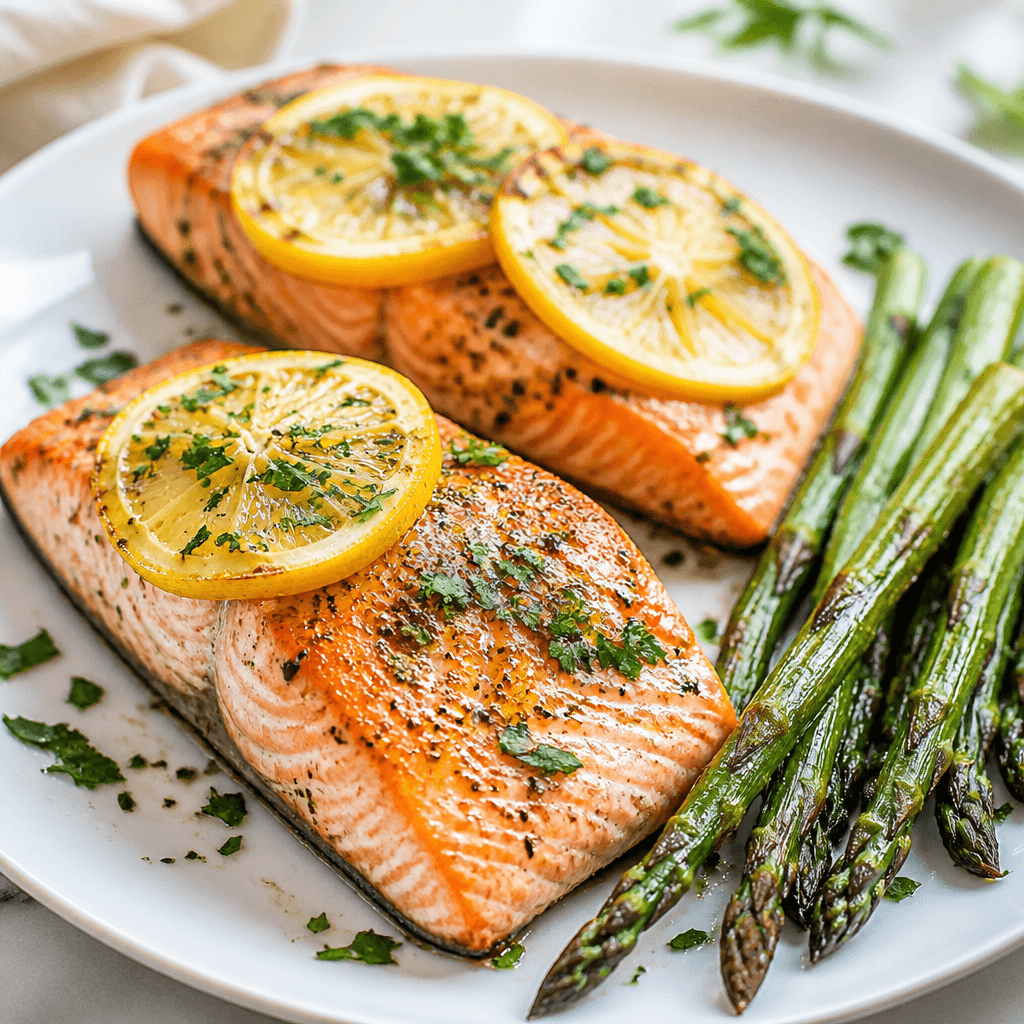 Baked Salmon with Lemon and Asparagus