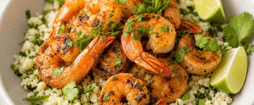 Cauliflower Rice with Grilled Shrimp
