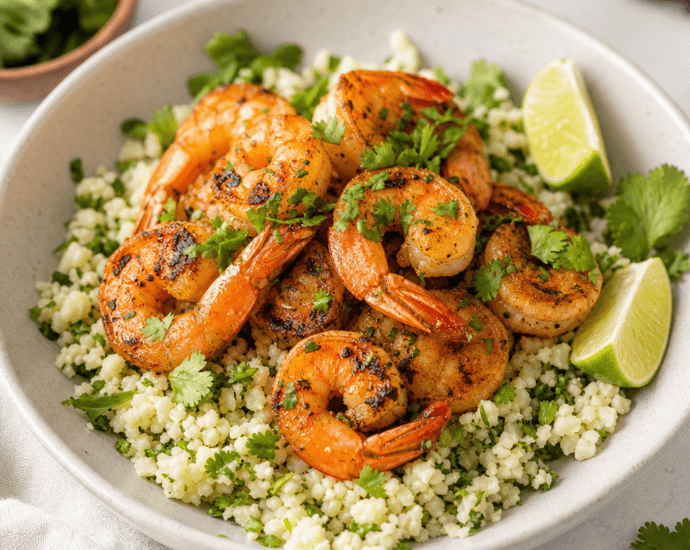 Cauliflower Rice with Grilled Shrimp