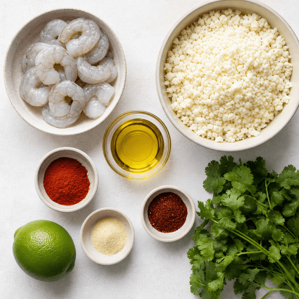 Cauliflower Rice with Grilled Shrimp ingredients