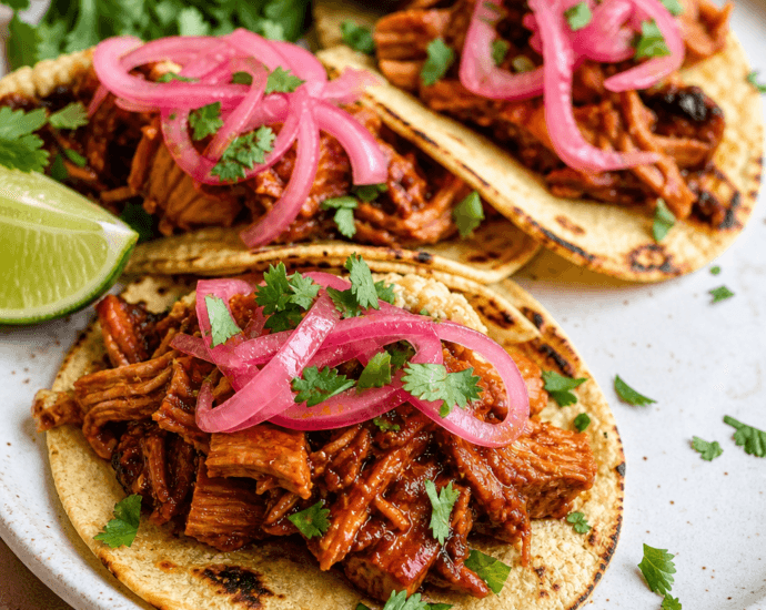 BBQ Jackfruit Tacos with Pickled Onions