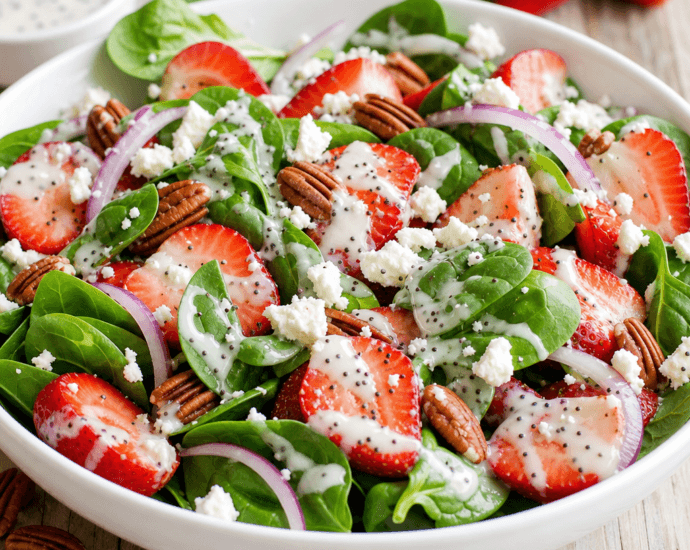 Fresh and Flavorful Strawberry Spinach Salad with Poppy Seed Dressing