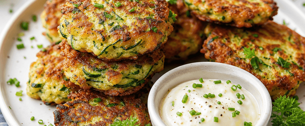 Crispy Zucchini Fritters with Creamy Garlic Aioli
