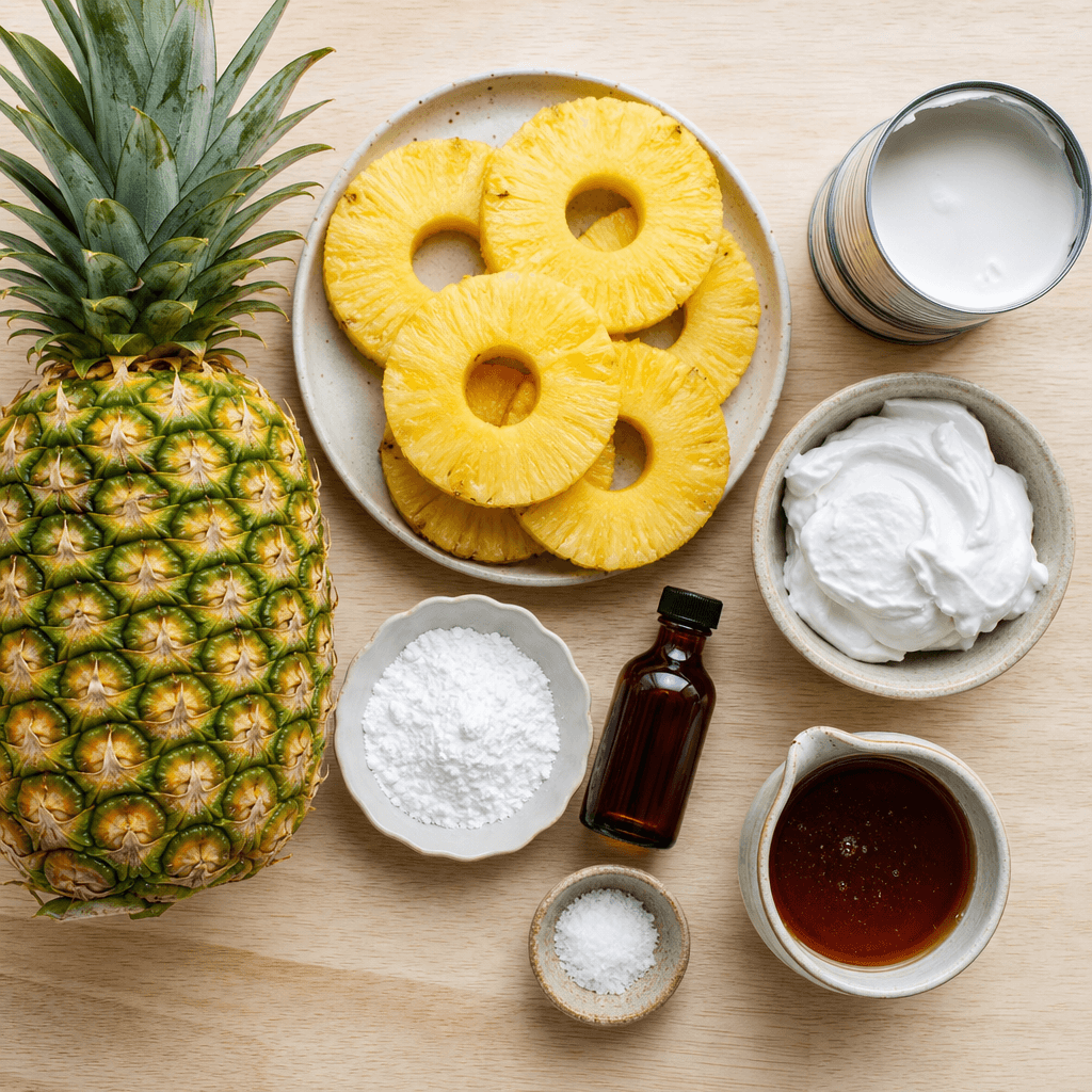 Grilled Pineapple with Coconut Whipped Cream ingredients