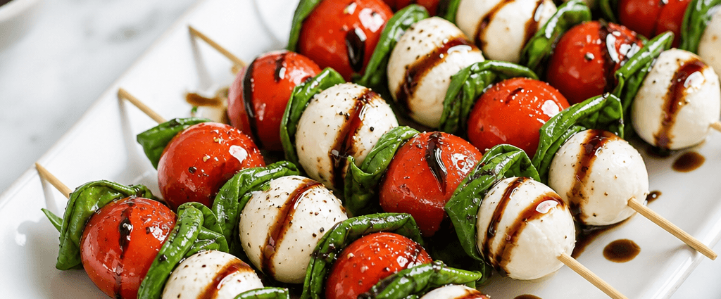Easy Caprese Skewers with Homemade Balsamic Glaze