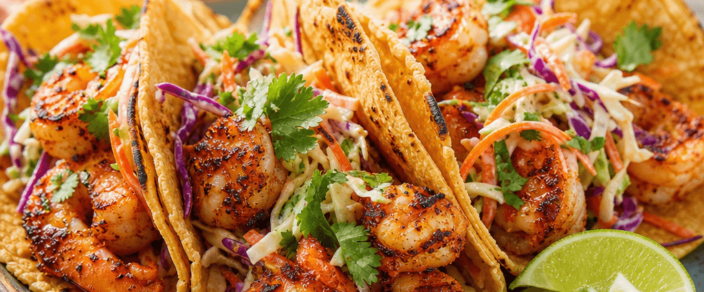 Spicy Grilled Shrimp Tacos with Slaw