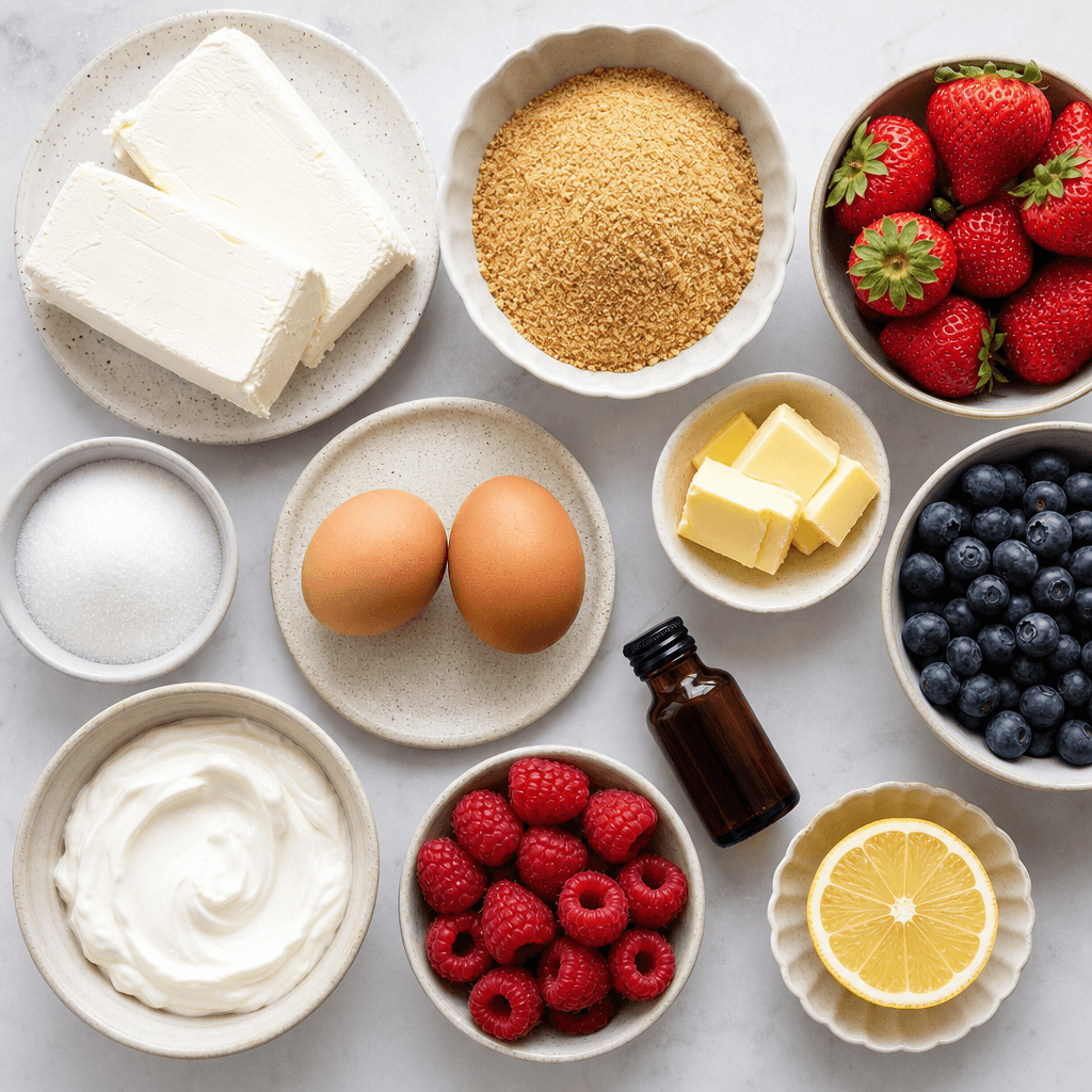 Mini Cheesecakes with Fresh Berry Topping ingredients