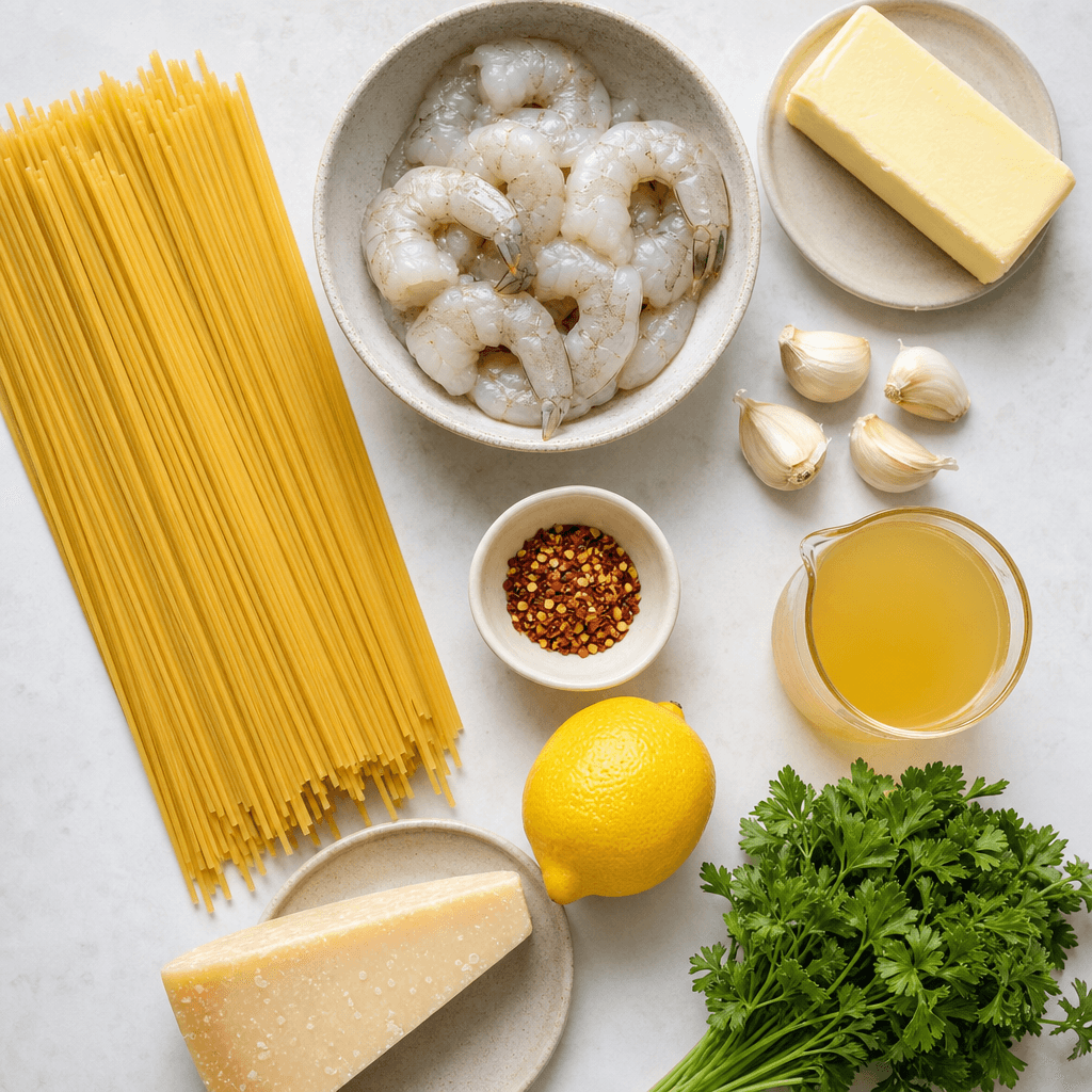 Garlic Butter Shrimp Pasta ingredients