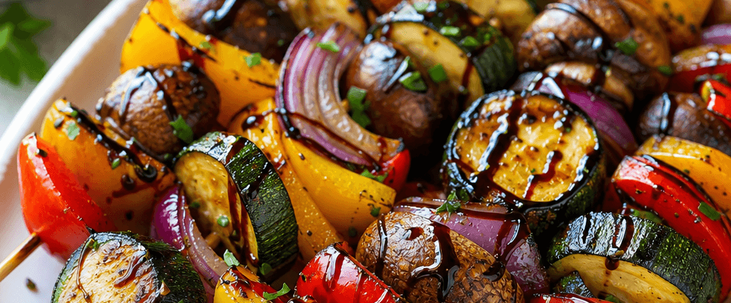 Grilled Veggie Skewers with Balsamic Glaze