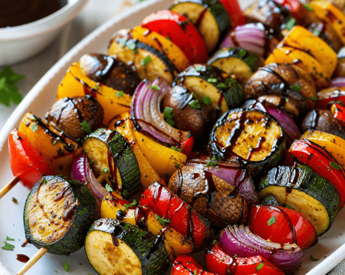 Grilled Veggie Skewers with Balsamic Glaze