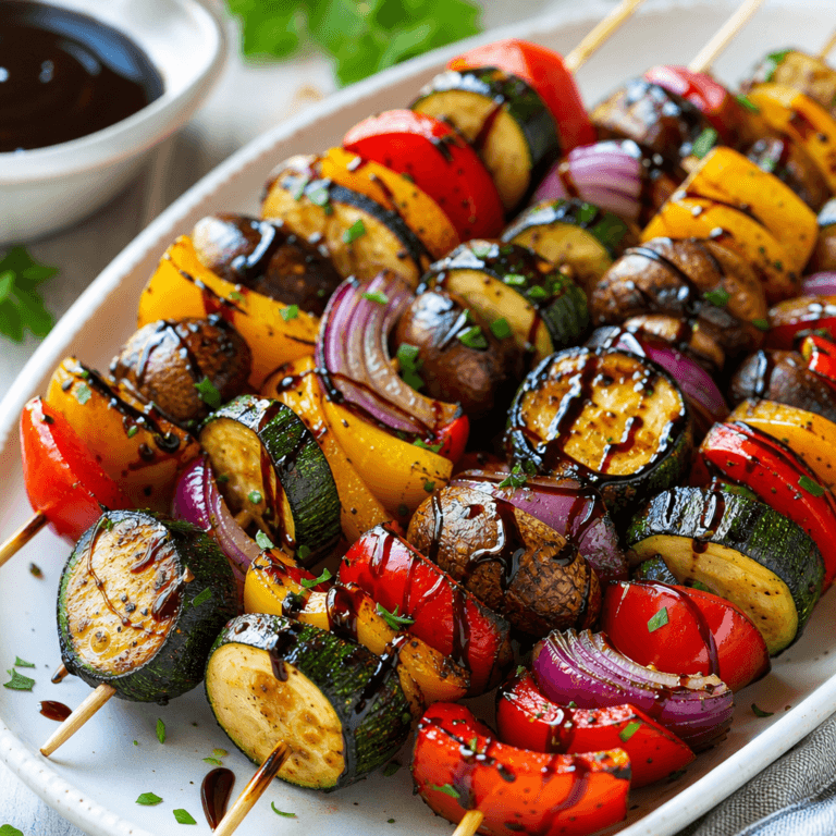 Grilled Vegetable Skewers with Balsamic Glaze (Easy Summer Recipe)
