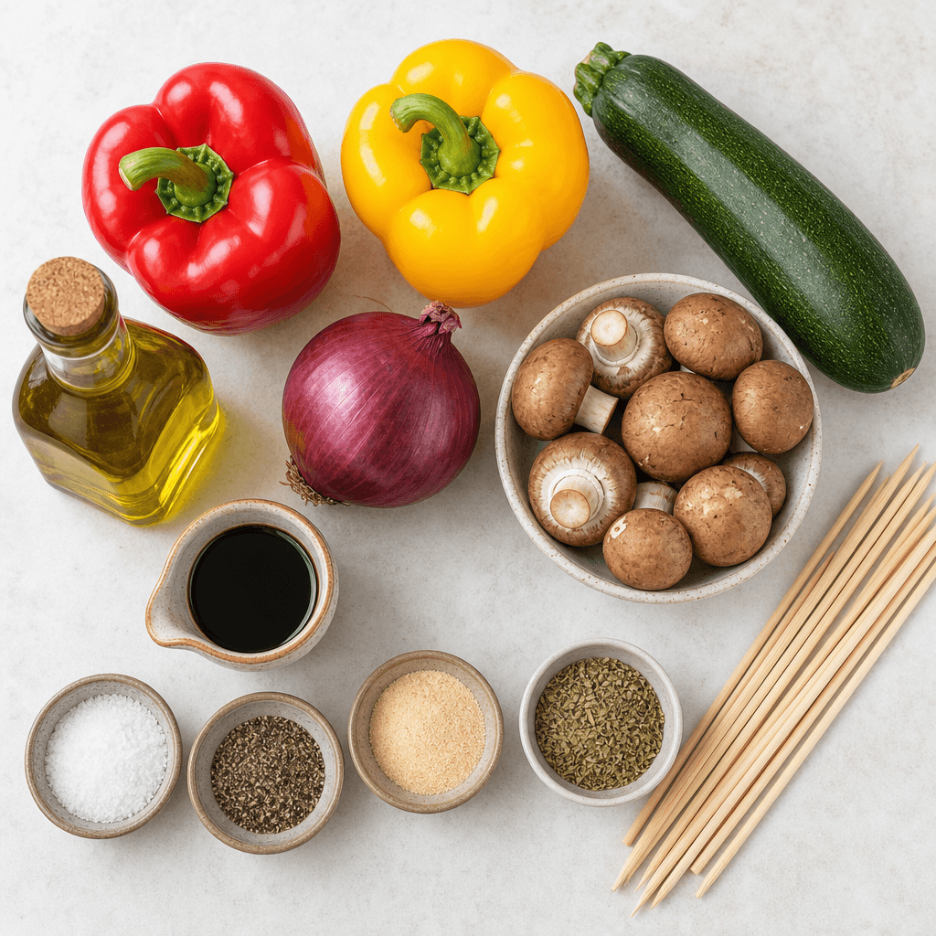 Grilled Veggie Skewers with Balsamic Glaze ingredients
