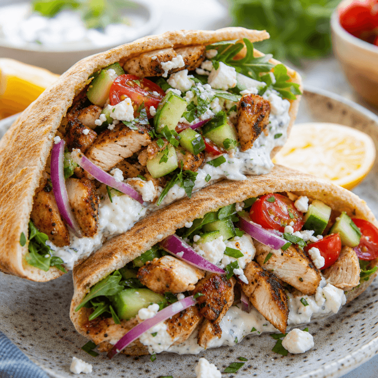 Mediterranean Chicken Pita Pockets (Easy Chicken Pita Pockets Recipe)