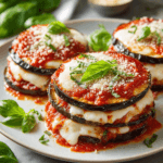 Grilled eggplant parmesan stacks