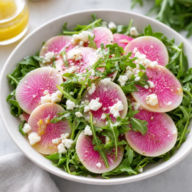 Watermelon Radish Salad with Feta and Arugula
