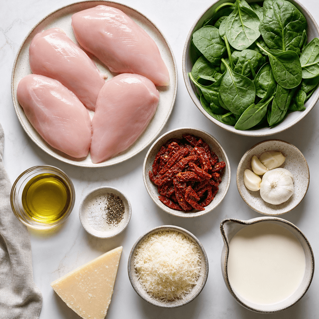 Creamy Tuscan Chicken with Spinach and Sun-Dried Tomatoes ingredients