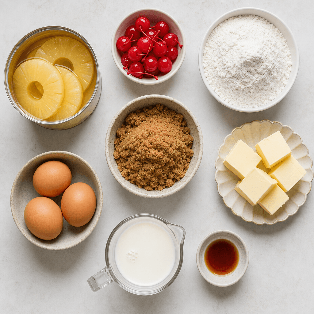Deliciously Moist Pineapple Upside Down Cake ingredients