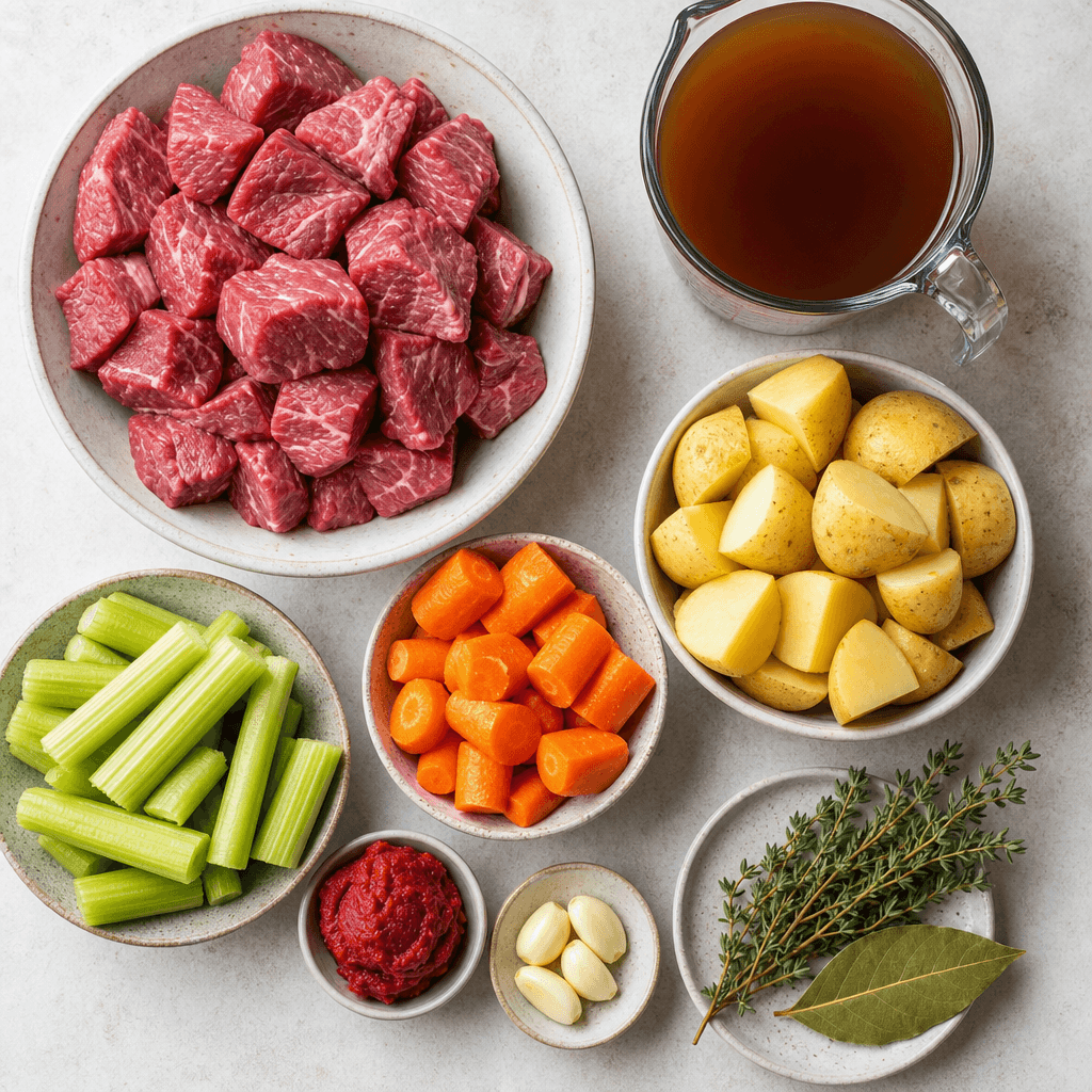 Cozy Crockpot Beef Stew ingredients