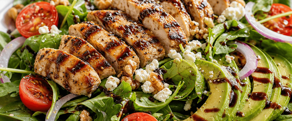 Mixed Greens Salad with Grilled Chicken and Balsamic Dressing