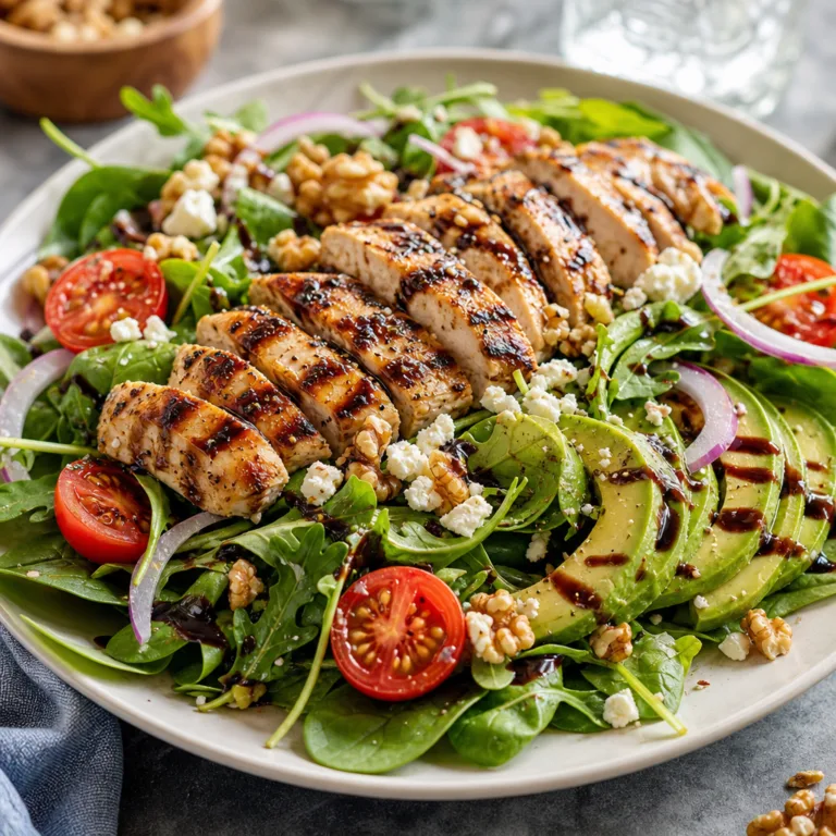 Grilled Chicken Salad with Mixed Greens and Balsamic Dressing