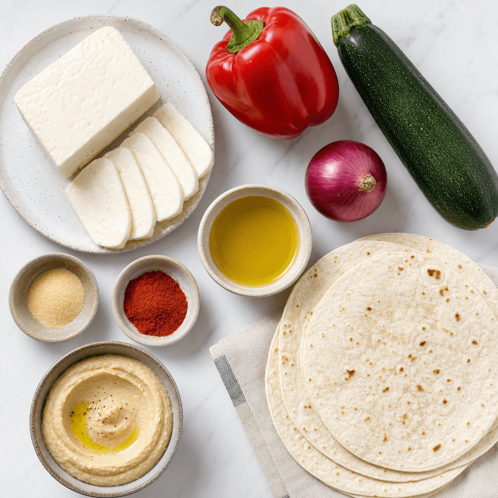Grilled Halloumi and Veggie Wraps ingredients