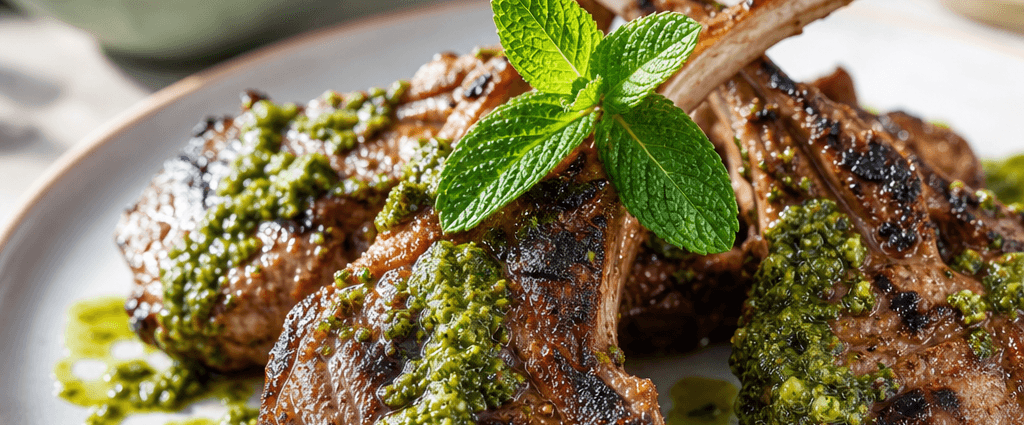 Grilled Lamb Chops with Fresh Mint Pesto