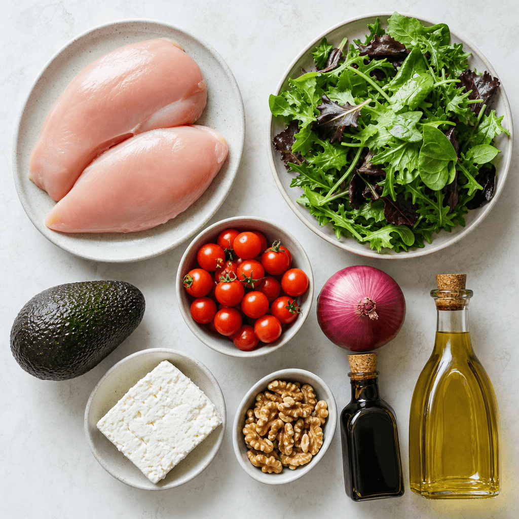 Mixed Greens Salad with Grilled Chicken and Balsamic Dressing ingredients