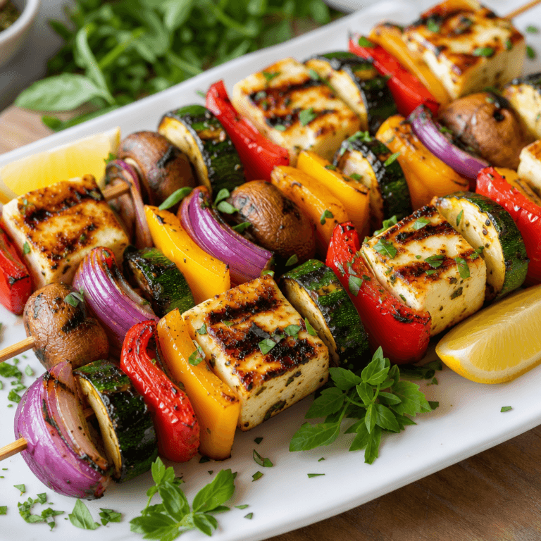 Grilled Veggie Skewers with Halloumi (Easy Summer BBQ)