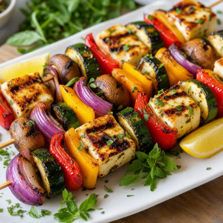 Grilled Veggie Skewers with Halloumi (Easy Summer BBQ)
