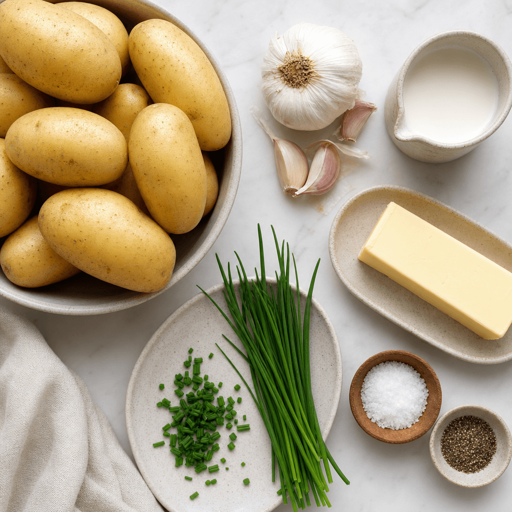 Creamy Dreamy Roasted Garlic Mashed Potatoes ingredients