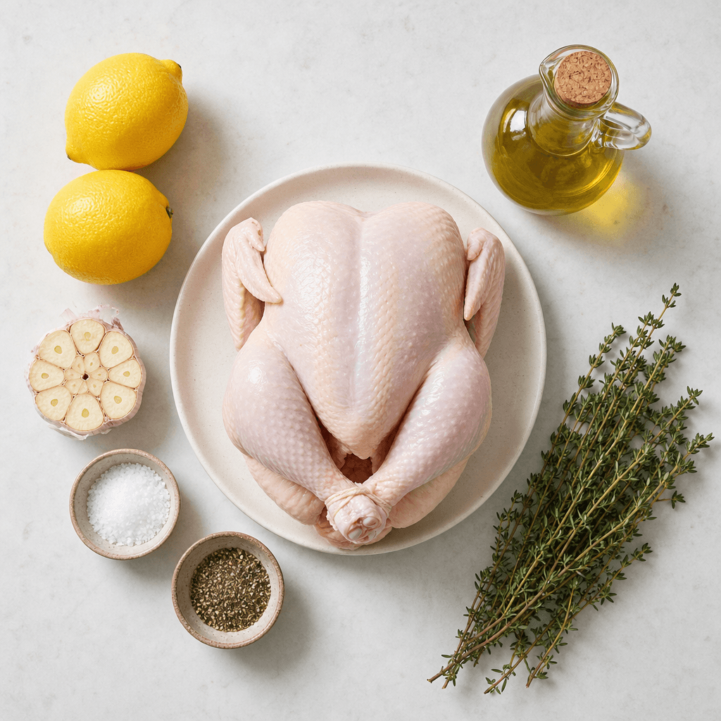 Easy Roast Chicken with Lemon and Thyme ingredients