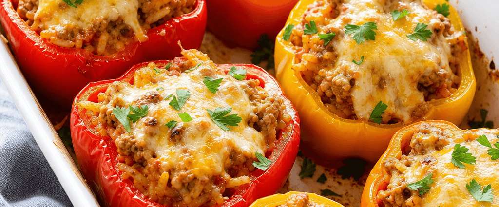 Stuffed Bell Peppers with Ground Turkey and Rice