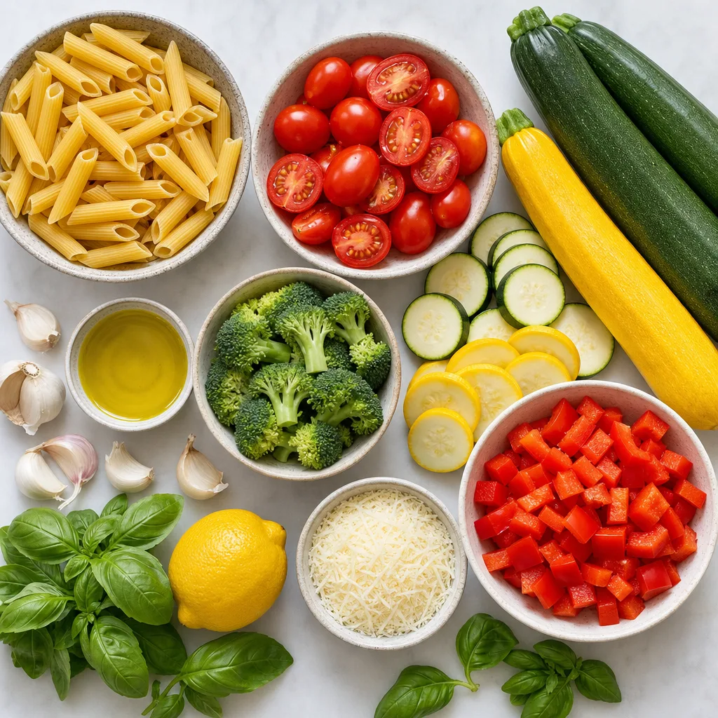 Pasta Primavera ingredients