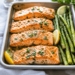 Baked Salmon with Garlic Butter and Asparagus