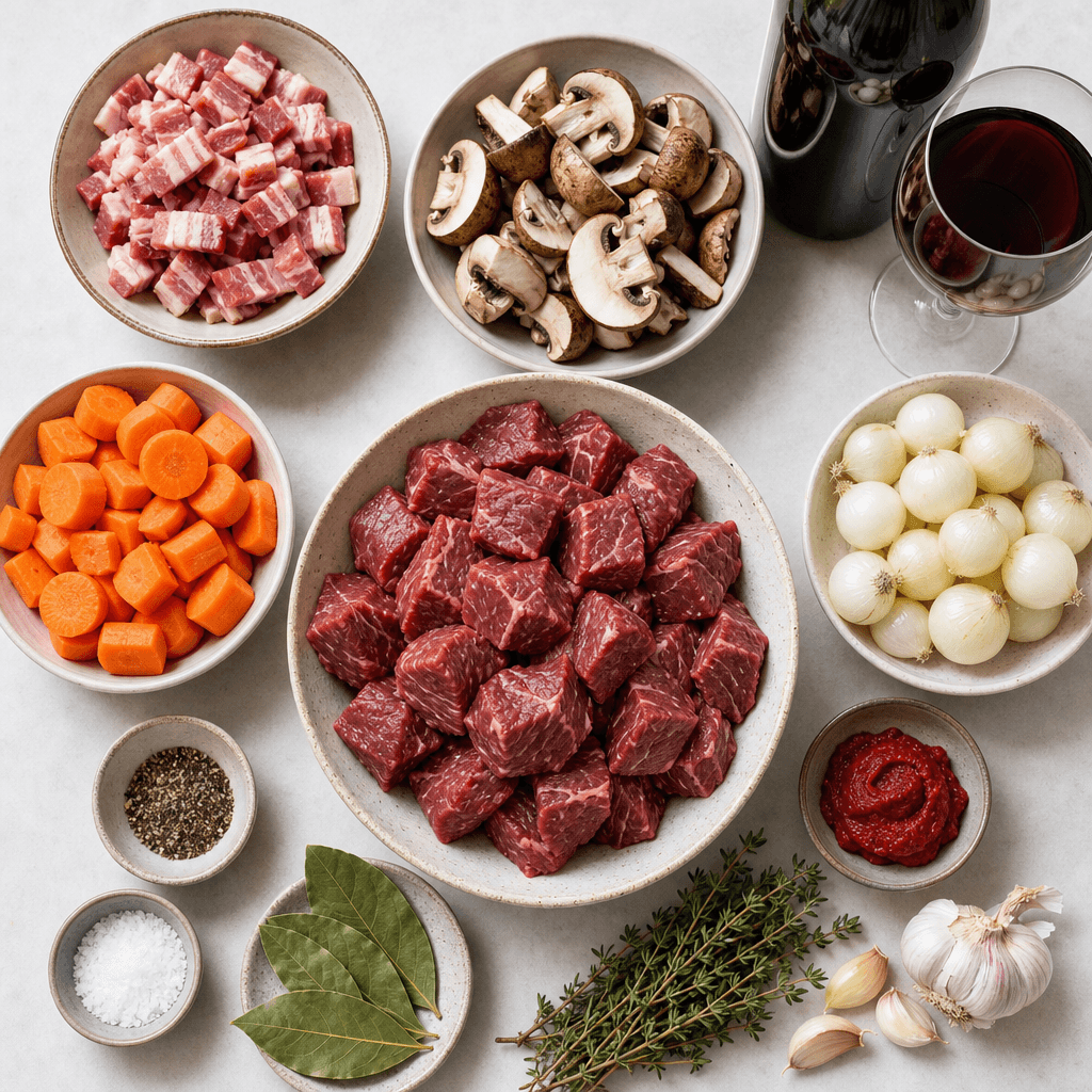 Beef Bourguignon Recipe (Cozy French Beef Stew) ingredients
