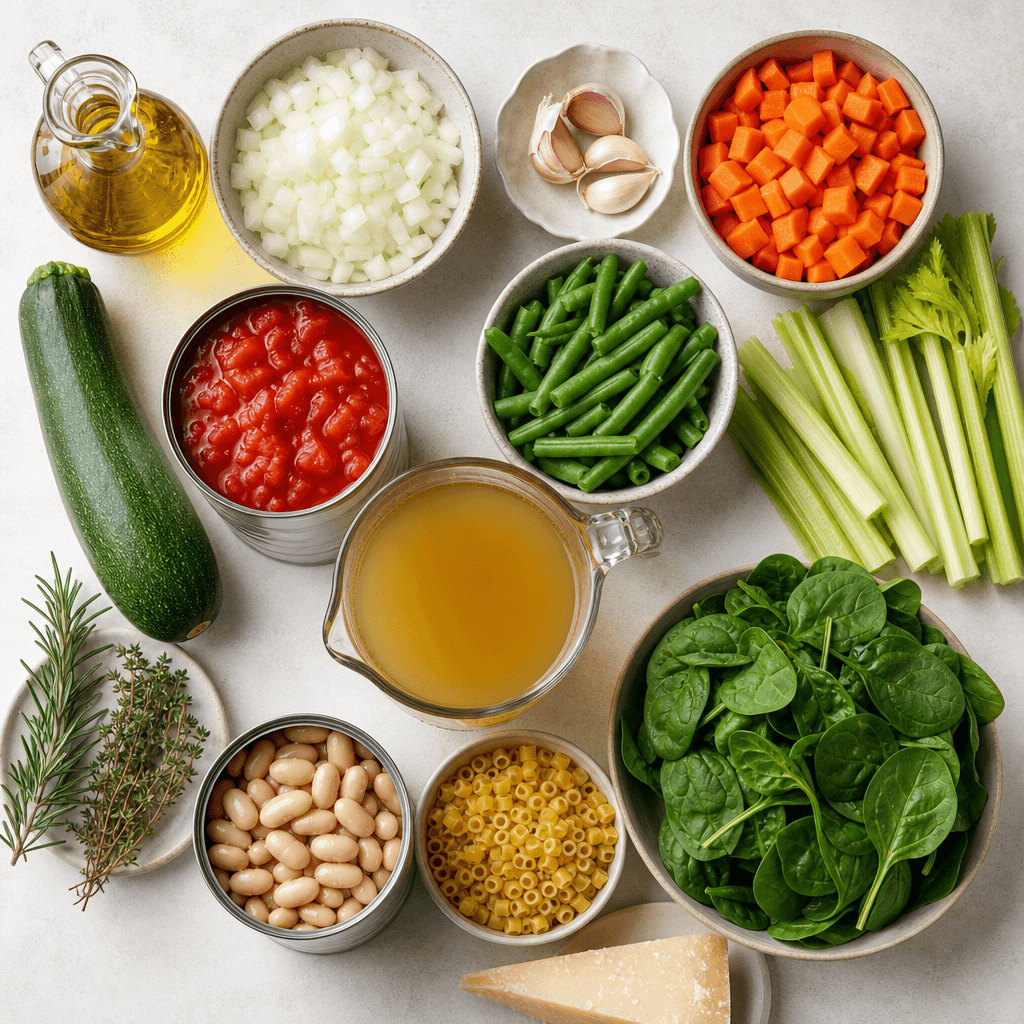 Hearty and Wholesome Minestrone Soup Recipe ingredients