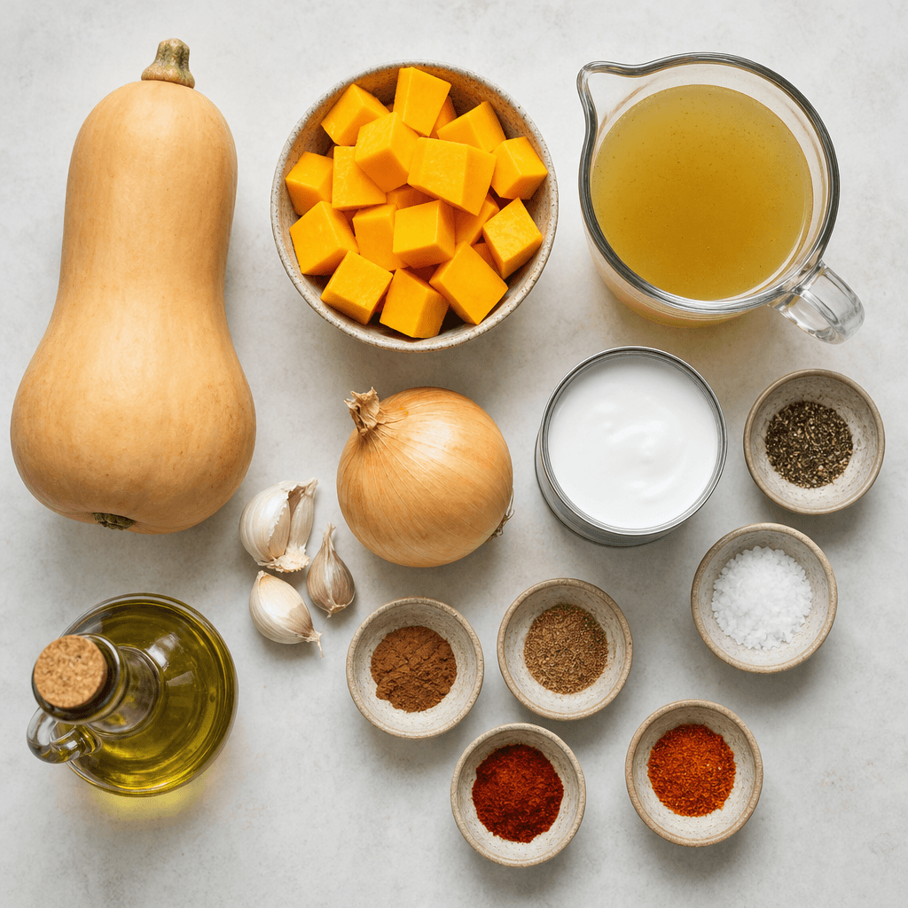 Cozy Instant Pot Butternut Squash Soup Recipe ingredients