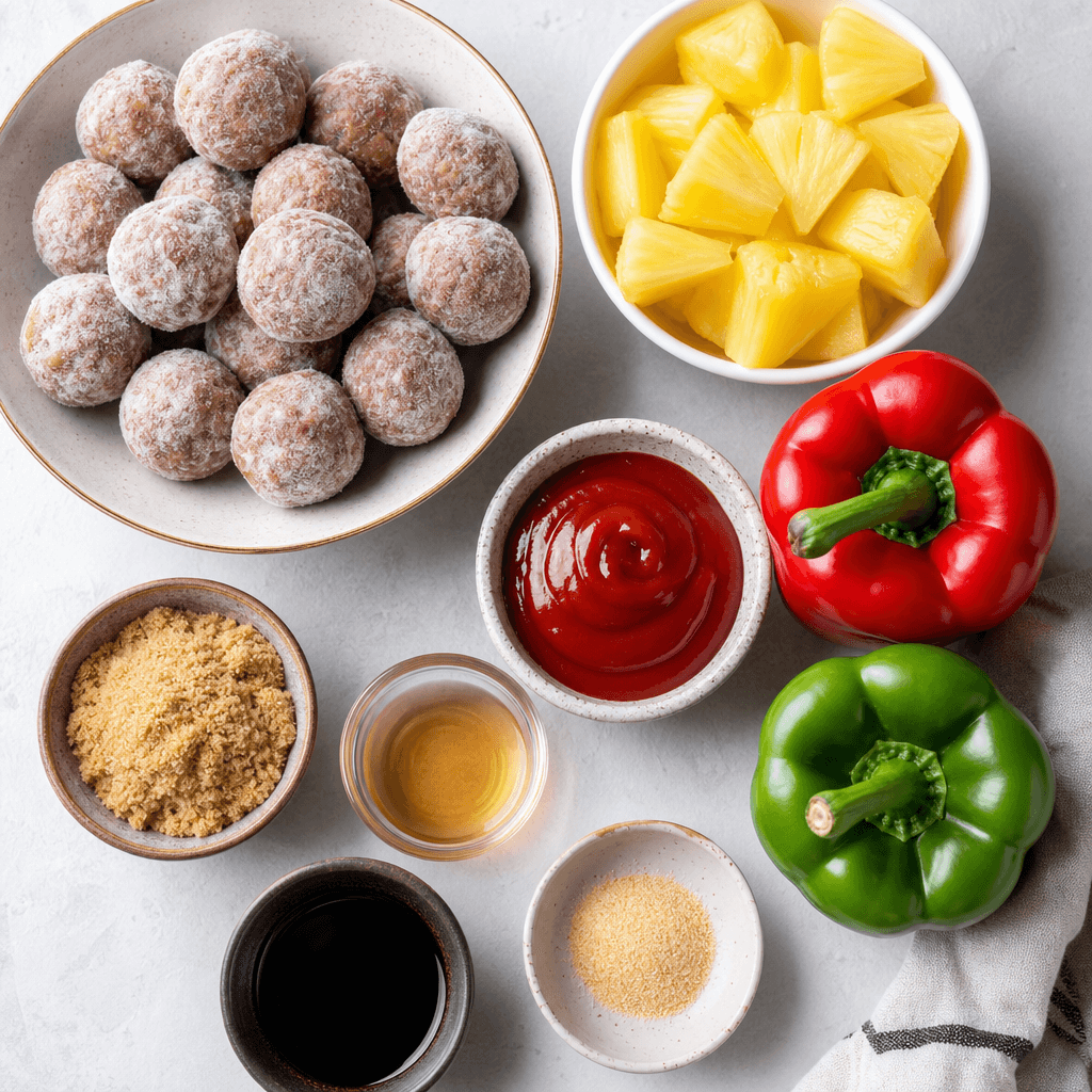 Easy Crockpot Sweet and Sour Meatballs ingredients