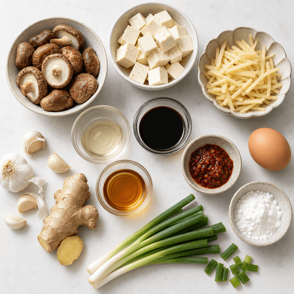 Easy Hot and Sour Soup Recipe ingredients