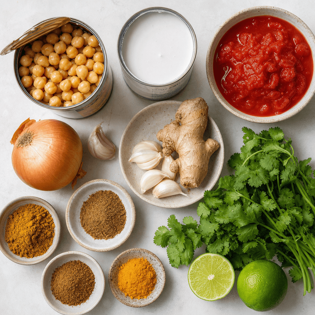 Cozy Crockpot Chickpea Curry ingredients
