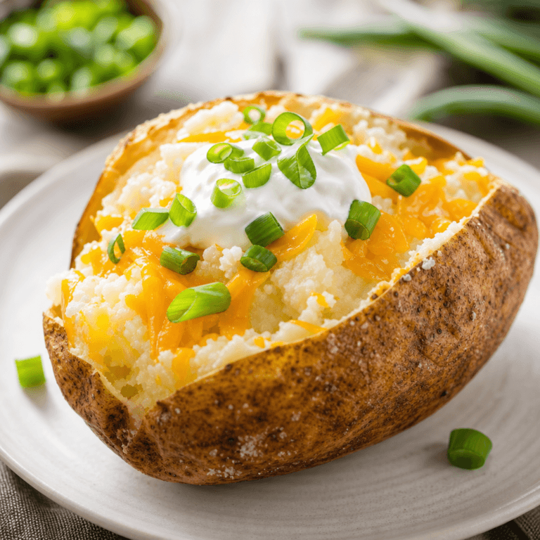 Baked Potato Toppings: Cheese, Sour Cream, and Green Onions
