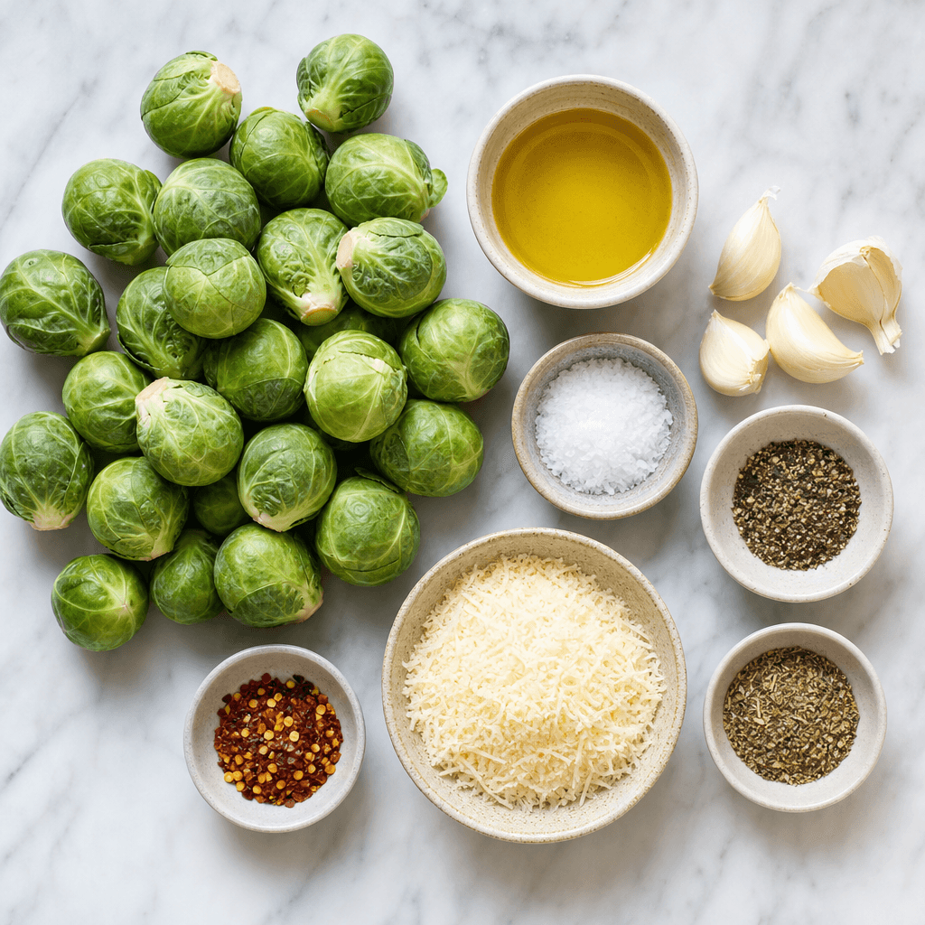 Garlic Parmesan Roasted Brussels Sprouts ingredients