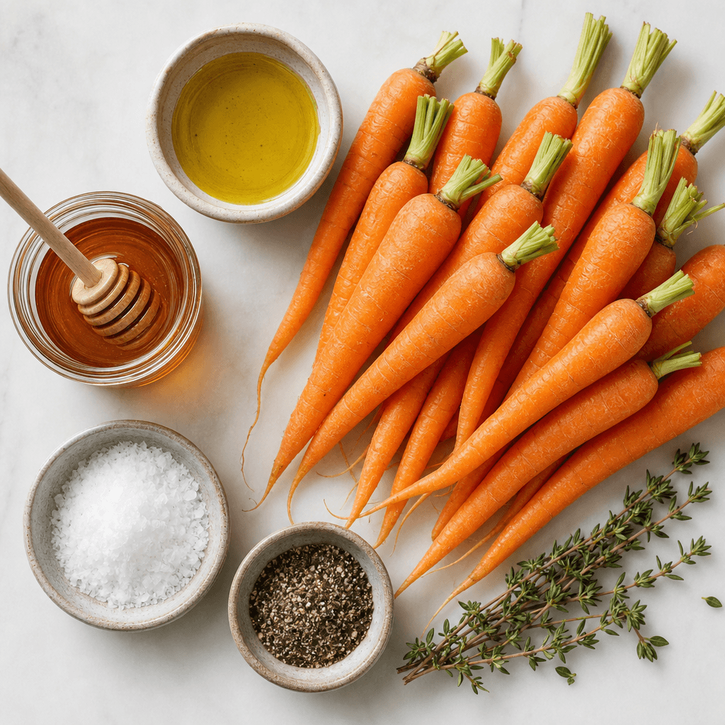 Roasted Baby Carrots with Honey and Thyme ingredients