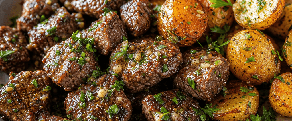 Garlic Butter Steak Bites with Roasted Potatoes