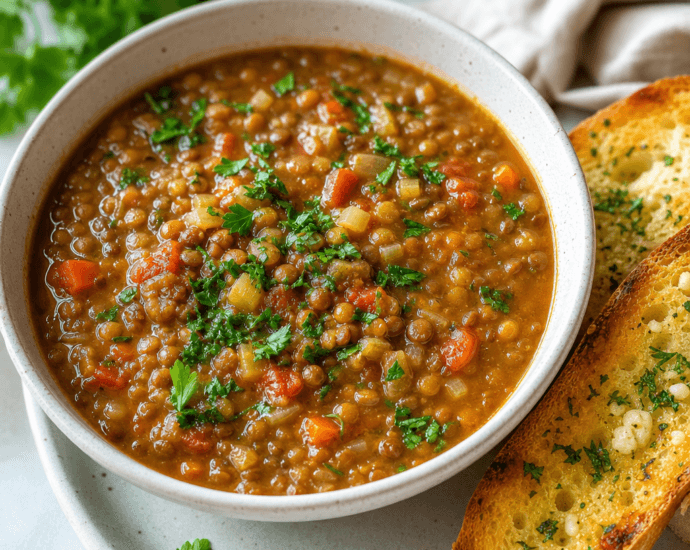 Lentil Soup with Garlic Bread