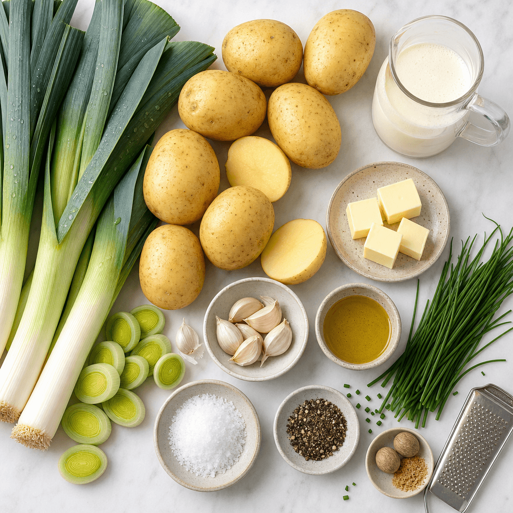 Creamy Potato Leek Soup with Fresh Chives ingredients